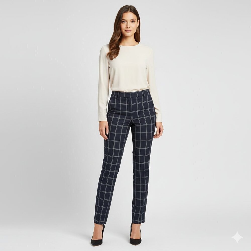 Banana Republic women's Ryan mid rise slim straight leg pants 6 long nwt blue